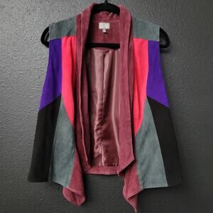 CUSP Neiman Marcus Genuine Leather Vest Medium Colorblock 90s Vintage Style